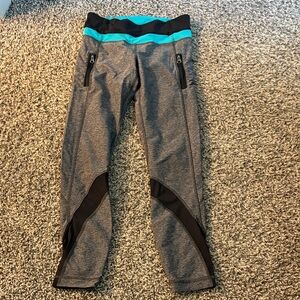 lululemon athletica Gray Leggings with Teal Waistband